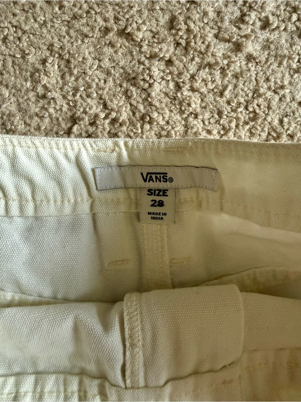 Vans Cream/White Jean Shorts with Back Patch Pocket - Picture 5 of 5